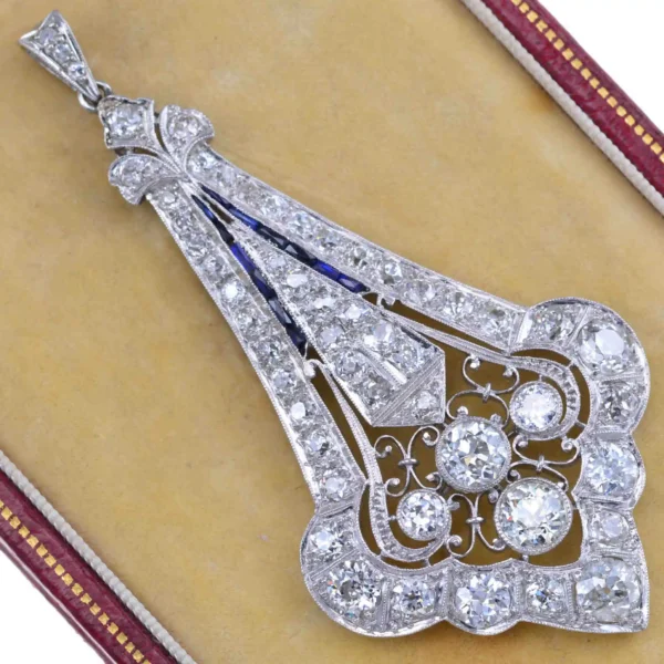 Wisior Art Deco z diamentami 5,7 ct - Pt