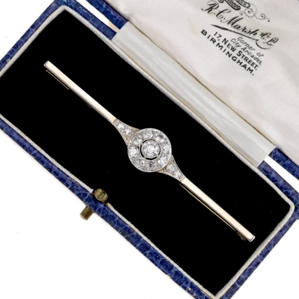 Dawna brosza z brylantami 1,11ct - 14K