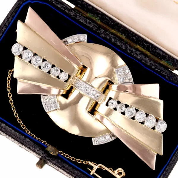 Dawna brosza z brylantami - 18K/Pt