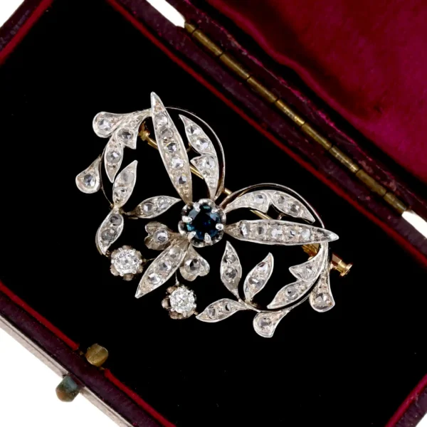 Dawna brosza z szafirem - 18K/Ag