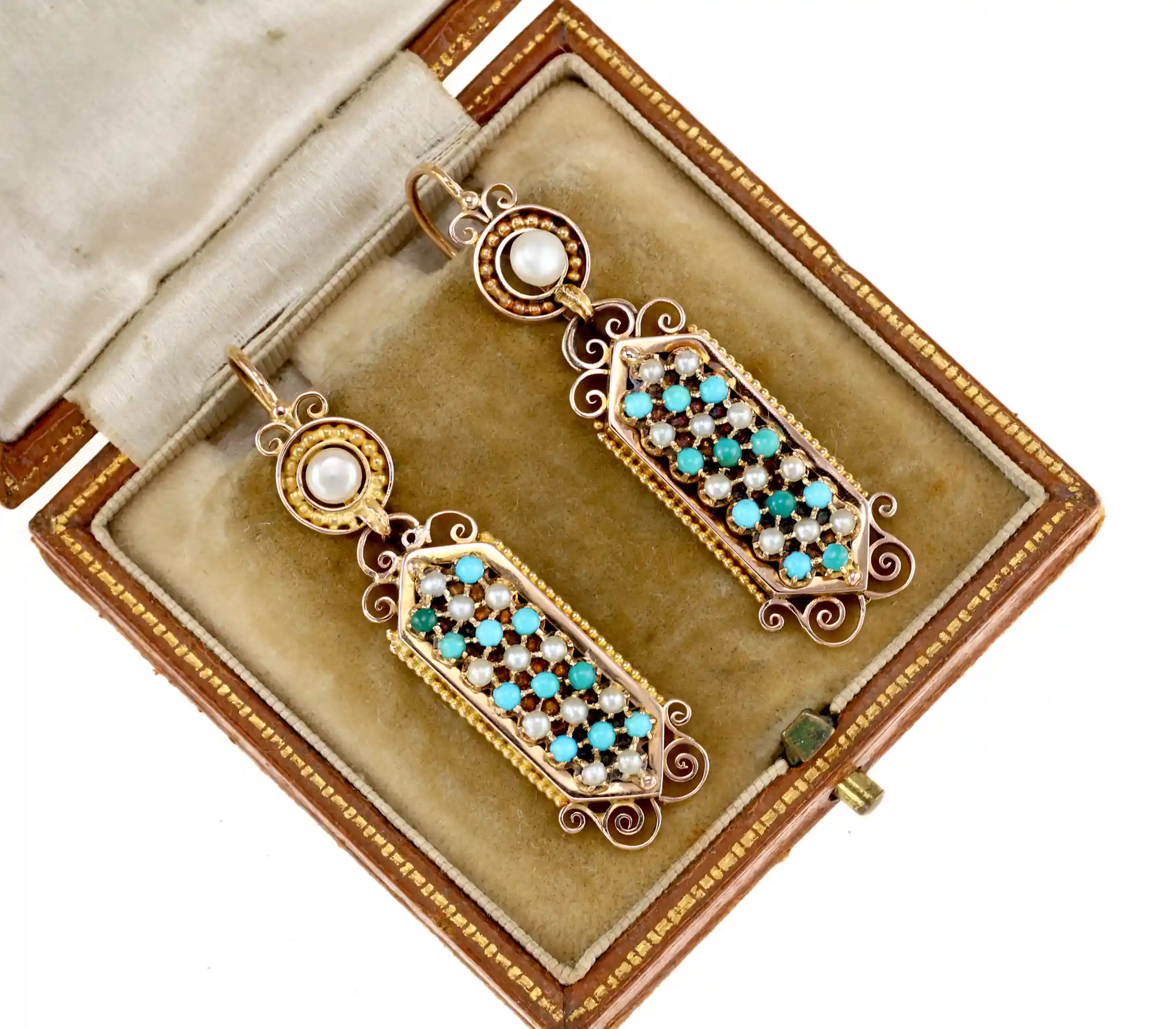Dawne kolczyki z turkusami – 18K
