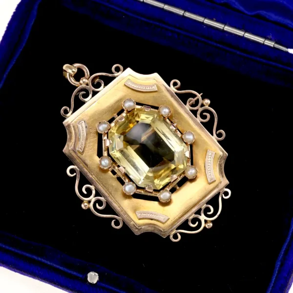 Broszo-wisior z cytrynem - 14K