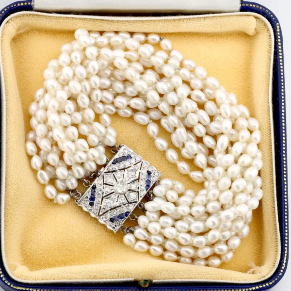 Bransoletka z perłami i diamentami - 14K